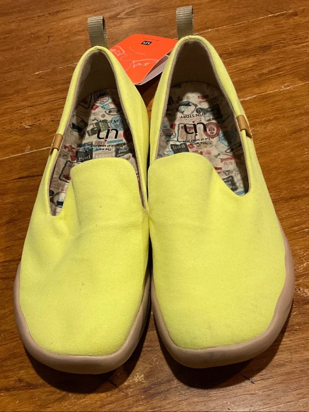 UIN Yellow Slip-On Canvas Espadrilles with Patterned Insole